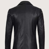 Men's Lapel Color Black Leather Blazer